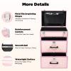 BAIODNB 3 Layers Rolling Makeup Case, Nail Travel Case Cosmetology Case, Makeup Cart Make Up Suitcase Cosmetic Trolley with Wheels (Pink) view 4