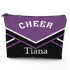 zaaprintblanket Cheer Purple Cheerleader Custom Cosmetic Bag Makeup Bag with Name Toiletry Pouch for Birthday Christmas Gifts view 1
