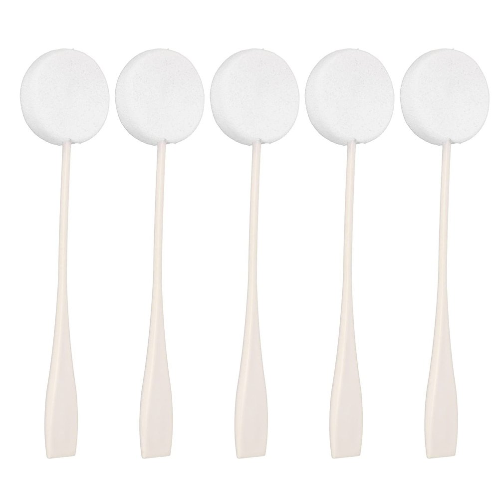 5pcs Long Handled Powder Puff, Good Water Absorption Setting Powder Puff Makeup Sponge Puff Stick Makeup Tools for Home Use(White)