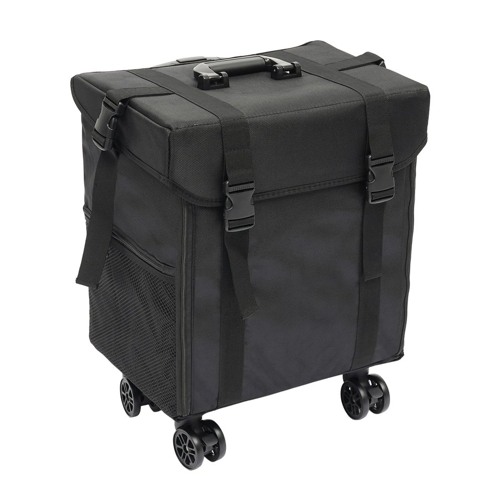 Bitodd Portable Rolling Makeup Train Case, Large Multi-Layer Cosmetic Trolley Organized with 360 Swivel Wheels, Multifunctional Barber Case for Professional Make-Up Artists (Oxford Fabric)