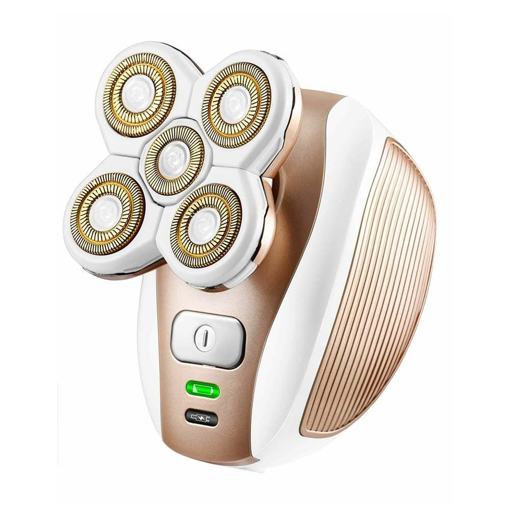 NinthAvenue Basics Electric Shaver 5 Head Floating, Body Facial Hair Remover Beard Clipper Kit,with Shaver, Protective lid,USB Cable,Cleaning Brush,Package Box, Instructions for Men and Women, Gold