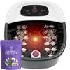 Foot Spa Bath Massager with Heat Bubbles and Vibration Massage and Jets, 16 OZ Calming Lavender Foot Soak Epsom Salt, MoodRelish Foot Soaker with Red Light, 22 Massage Rollers, Adjustable Temp - Black view 1