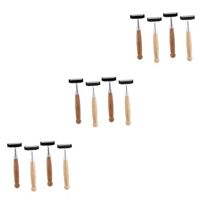 Beaupretty 12pcs Bamboo Handle Razor Stainless Steel Safety Shaving Blades Beard and Mustache Trimmer for Men