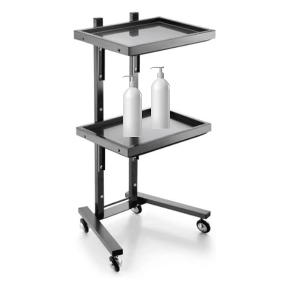 FRALHQFL Salon Trolley Foldable Hair Salon Trolley Metal 2 Tier Rolling Utility Cart Concise Style Hair Salon Beauty Cart for Barber Salon