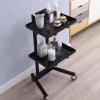 FRALHQFL Salon Trolley Foldable Hair Salon Trolley Metal 2 Tier Rolling Utility Cart Concise Style Hair Salon Beauty Cart for Barber Salon view 3