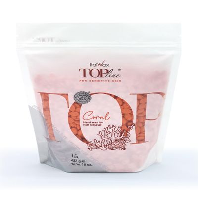 Italwax Top Line Coral Hard Wax 1lb (450g)  Creamy Intense Orange Texture with Strong Grip, Ideal for Bikini & Coarse Hair, Smooth Application for Sensitive Skin  Made in Italy