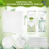 50 Pcs Moist Towelettes Individually Wrapped Scented Disposable Face Towels Essential Oil Infused Moist Terry Cotton Towel for Use Hot or Cold Travel Body Spa (Mint, Eucalyptus Leaves) view 2