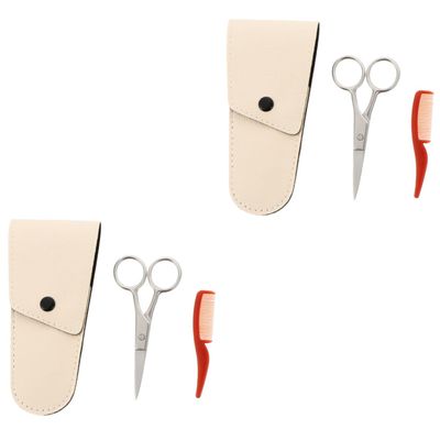 Beaupretty 2sets Stainless Steel Men Beard Grooming Kit Hair Trimmer Beard Scissor Brows Scissors Face Trimmer Comb