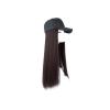 Wig With Bangs Hat Wig Baseball Cap Wig Adjustable Synthetic Long Wavy Wig With Cap For Women Black/Brown High Temperature Fiber Wigs For Party Hat with Hair Attached for Women(Color:5) view 1