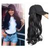 Wig With Bangs Hat Wig Baseball Cap Wig Adjustable Synthetic Long Wavy Wig With Cap For Women Black/Brown High Temperature Fiber Wigs For Party Hat with Hair Attached for Women(Color:5) view 4