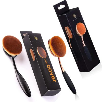 2 Pcs Oval Foundation Brush Large Toothbrush makeup brushes-Black and Rose Gold