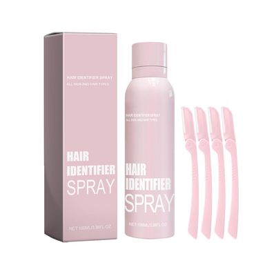 Jefuzh Hair Identifier Spray for Face Shaving, Moisturizing and Skin Care Dermaplaner Spray,Skin Body Face Hair Identifier Spray, Skin Dermaplaning Spray for Face (spray plus razor), Pink