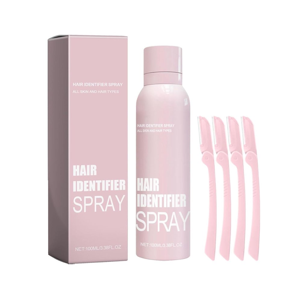 Jefuzh Hair Identifier Spray for Face Shaving, Moisturizing and Skin Care Dermaplaner Spray,Skin Body Face Hair Identifier Spray, Skin Dermaplaning Spray for Face (spray plus razor), Pink