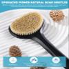 Back Scrubber for Shower with 17" Long Handle, Non-Slip Grip Dry Brushing Body Brush, Natural Boar Bristles Shower Brush for Lymphatic Drainage, Back Brush for Shower Men & Women  Boar Bristles view 2