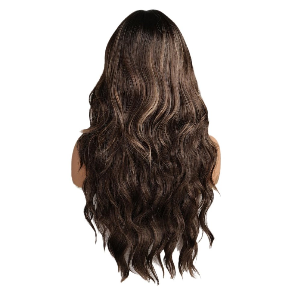 WUODHTW Womens wigs Wig with Bangs Long Wavy Wig for Synthetic Curly Wigs Hair Fiber Wig Hair Replacement Party Daily Use