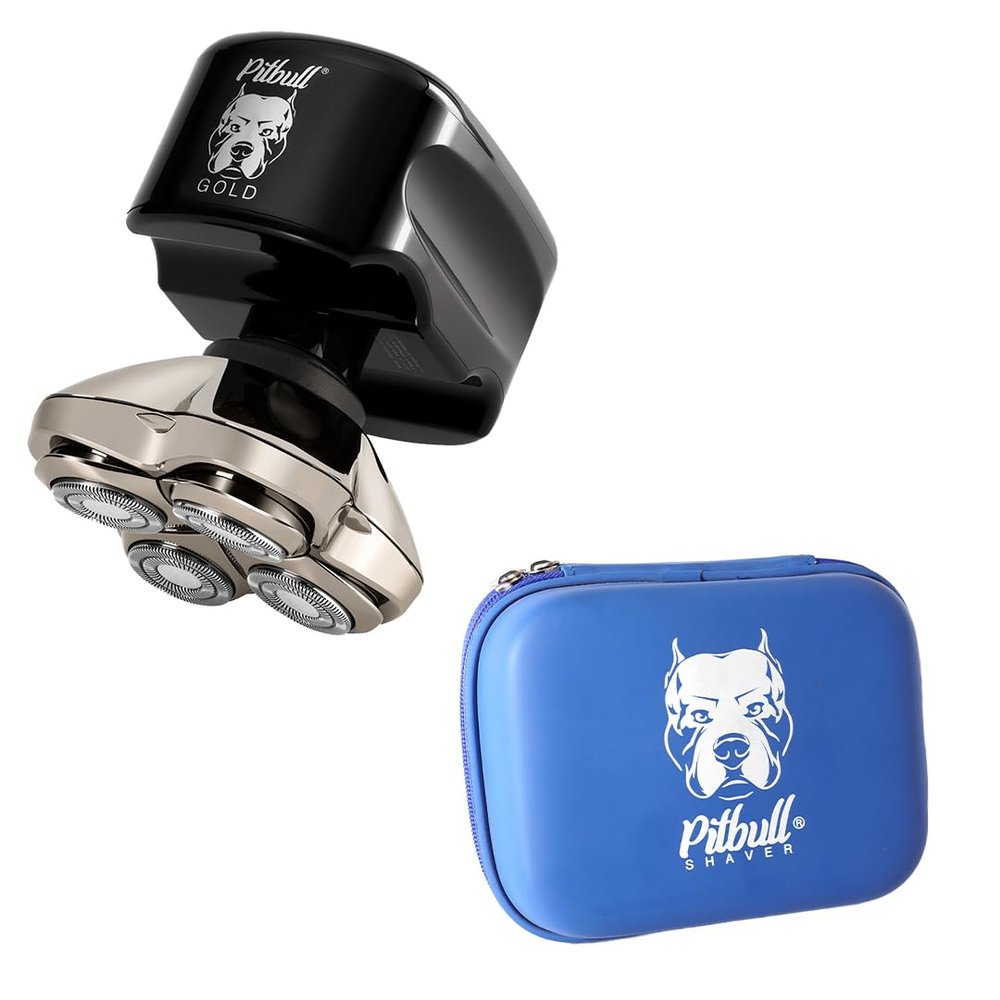Skull Shaver Pitbull Gold PRO Head Rotary Shaver and Pitbull Travel Case Bundle, Perfect Gifts for Your Loved Ones, Male Grooming Kit