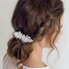 VOCOSTE Rhinestone Hair Clips, Flower Hair Barrettes, Faux Pearl Hair Clip, Sparkle Valentines Wedding Prom Accessories for Women Girls, Silver Tone view 2