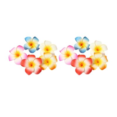 10 Pcs 7cm Multicolor Hawaii Plumeria Flowers Clips Hawaiian Flowers Hair Barrettes Beach Party Hair Clips Artificial Tropical Flower Hairpins for Wedding Decorative Hair Clips