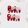 Christmas American Independence Day Flag Wearing Armor Christmas False Nail Wine Red Sweet Cool False Nail Beauty Patch(Color:Bow1,Size:S) view 1