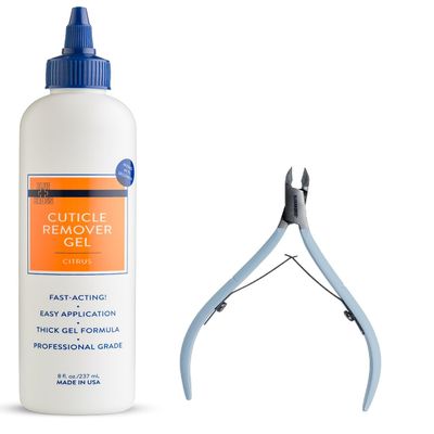 Blue Cross Professional Nail Care, Hydrating, Moisturizing, Strengthening Cuticle Remover + Softener Gel in Citrus Scent with 6mm Jaw Cuticle Nippers, 2 Pack