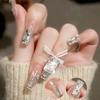 Handmade wearable nail bow, detachable nail patch, long duckbill shaped nail enhancement(Size:XS) view 2