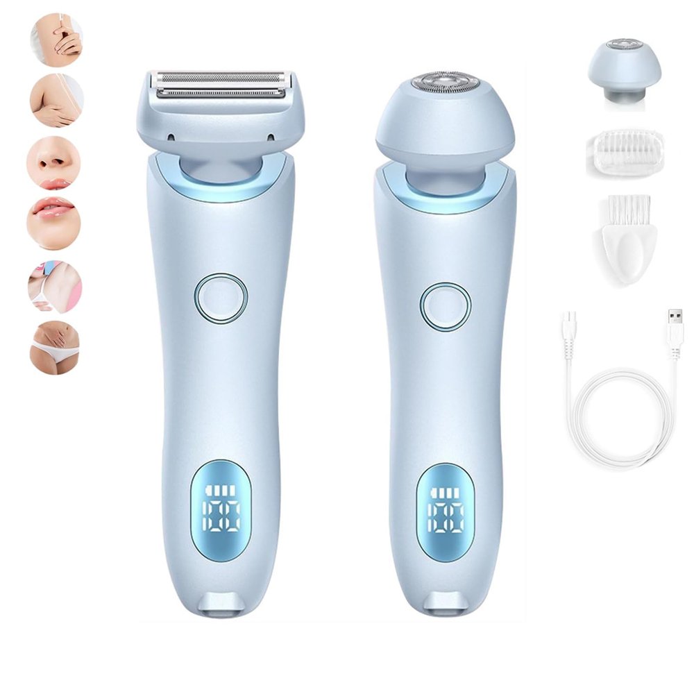 NinthAvenue Basics Livora Razor, Beautibloom Razor, Elegance Portable Shaver, Epilator Painless Hair Removal at Home, 2 in 1 Electric Shaver Razors for Women, Wet Dry Shaver Women (Blue)