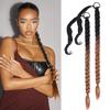 2 Packs Black and Brown Orange Long Braided Ponytail Extension For Black Women Soft Synthetic Hair Piece For Women with Hair Tie Straight Wrap Around Ponytail Braided Hair Extensions pre Stretched view 1