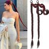 2 Packs Red mixed Black Long Braided Ponytail Extension For Black Women Soft Synthetic Hair Piece For Women with Hair Tie Straight Wrap Around Ponytail Braided Hair Extensions pre Stretched 30 Inch view 1