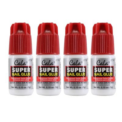 Cala Super Nail Glue Professional Salon Quality Quick and Strong Nail Liquid Adhesive (Pack of 4)