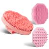 3 Soft Silicone Skin Scrubbers - Body Scrubber Exfoliating Brush Bath Shower Tool, with Gentle Manual Face Cleansing Wash Scrubber, with Hair Scalp Massager Shampoo Brush (Pink) view 1