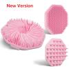 3 Soft Silicone Skin Scrubbers - Body Scrubber Exfoliating Brush Bath Shower Tool, with Gentle Manual Face Cleansing Wash Scrubber, with Hair Scalp Massager Shampoo Brush (Pink) view 2