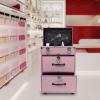 3-Tier Makeup Train Case, Rolling Lockable Beauty Salon Luggage Hairdressing Trolley Stylist w/Compartment&Drawer, Large Cosmetics Storage Organizer for On The Go Makeup/Nail Art/Hair Styling (Pink) view 2