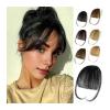 YUXING1205 Bangs Real Human Hair Bangs Natural Bang Hair Clip In Bangs Fringe With Temples Hairpiece for Women Clip on Air Bang 4.5in Bangs Hair Clip(Color:Dark Brown) view 3