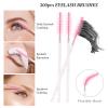 300PCS Disposable Mascara Wands Spoolie Brush Crystal Eyebrow Brushes Eyelash Extension Applicator Makeup Kits(Light Pink) view 2