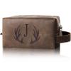 Aganmi Unique Fathers Day Birthday Gifts Engraved Initial Travel Toiletry Bag for Men Personalized PU Leather Waterproof Shaving Bag for Toiletries Accessories Travel Essentials for Him (J) view 1