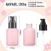 4 Pcs 60ml/2oz Empty Refillable Pink Frosted Glass Creams Lotions Bottles with Pump Vial Cosmetic Dispenser Jars Makeup Emulsion Liquids Storage Container Portable Travel Bottle Cosmetic Container view 2
