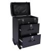 3-Tier Makeup Train Case, Rolling Lockable Beauty Salon Luggage Hairdressing Trolley Stylist w/Compartment&Drawer, Large Cosmetics Storage Organizer for On The Go Makeup/Nail Art/Hair Styling (Black) view 1