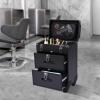 3-Tier Makeup Train Case, Rolling Lockable Beauty Salon Luggage Hairdressing Trolley Stylist w/Compartment&Drawer, Large Cosmetics Storage Organizer for On The Go Makeup/Nail Art/Hair Styling (Black) view 2