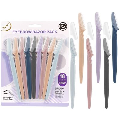D 18 PCS Eyebrow Razor,Dermaplane Razor,Face Razors for Women,Dermaplaning Tool for Face,3 Colors Facial Hair Shavers with Precision Cover,Facial Hair Remover for Women,Eyebrow Trimmers for Men(Gray)