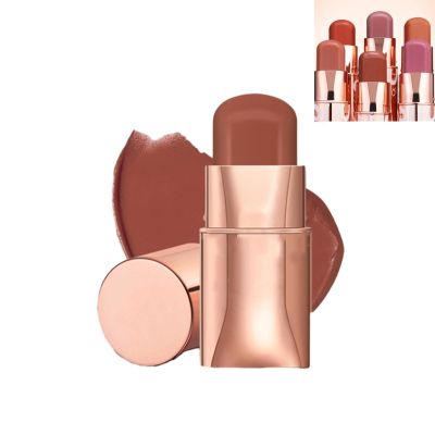 3-in-1 Blush Stick for Cheeks Makeup,Waterproof Cream Blush Face Stick Multi-Use Lip and Cheek Tint, Longwear Waterproof Moisturizing Monochromatic Blush Stick(Color:05)