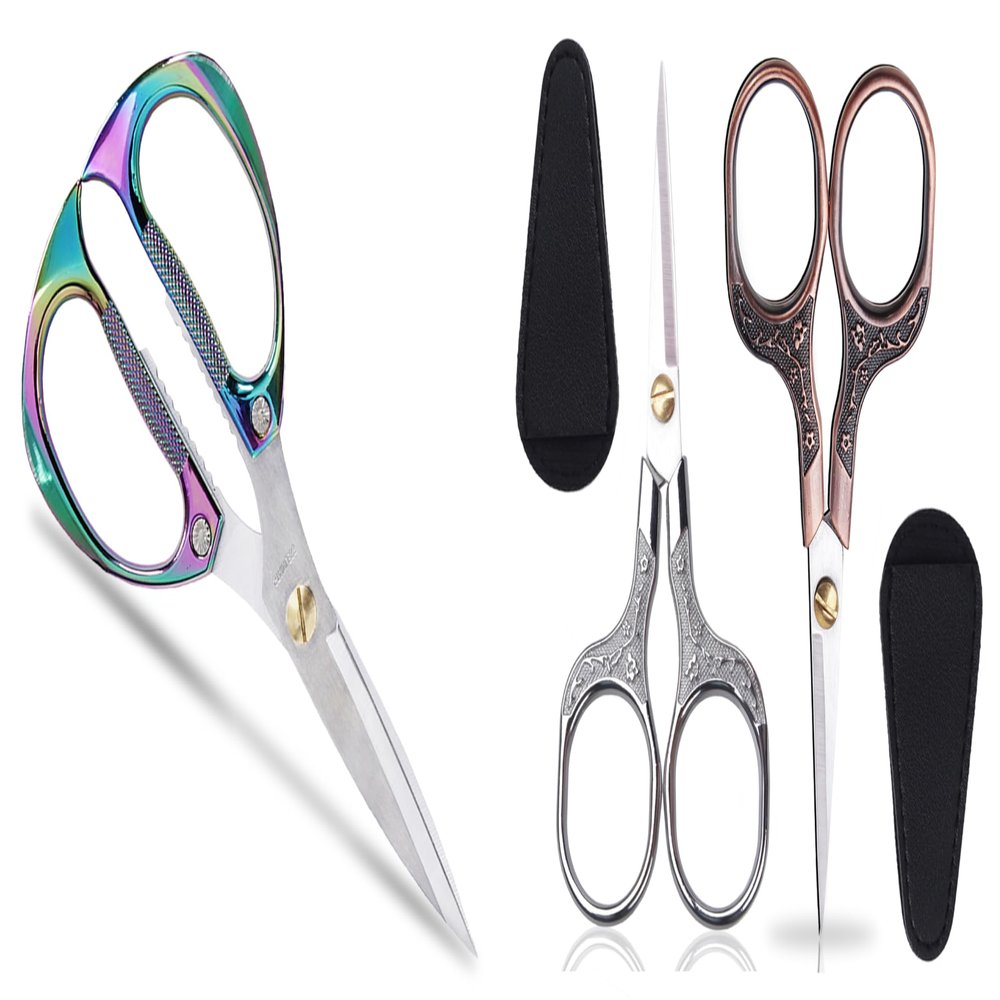 2pcs 5Inch Small Vintage Precision Scissors&Heavy Duty Kitchen Scissors, 7.5inches Stainless Steel Multi-Function Kitchen Shears