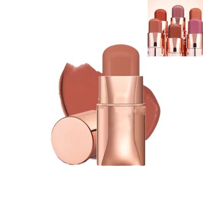 FOTN 3-in-1 Blush Stick for Cheeks Makeup,Waterproof Cream Blush Face Stick Multi-Use Lip and Cheek Tint, Longwear Waterproof Moisturizing Monochromatic Blush Stick(Color:03)
