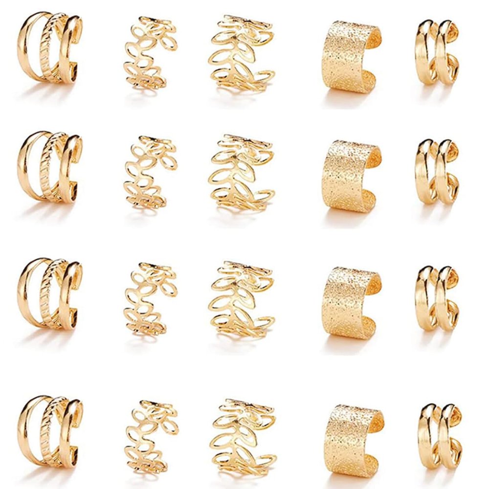 20 Pcs Gold Hair Jewelry for Braids Metal Alloy Braid Clips Rhinestone Hair Braids Dreadlock Non-Piercing Ear Clip Beard Beads for Women Men Hair Accessories Styling Jewelry Tools