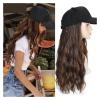 FEELIN Baseball Cap with Hair Extensions Long Wavy Synthetic Wig Baseball Cap With Hair Extensions Hat Wigs Brown Natural Black Connect Wig Adjustable For Women Girls Hat Wig(Color:10) view 2