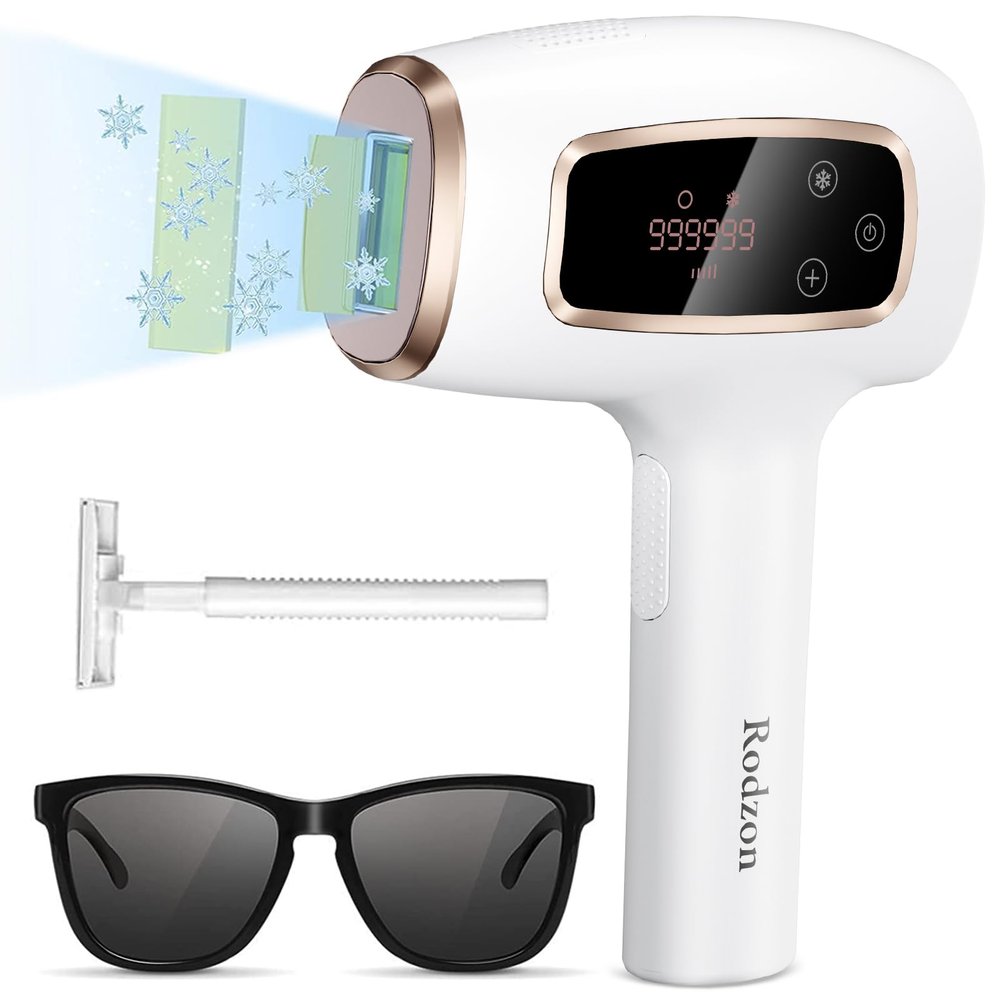 Ipl Laser Hair Removal Hair Removal Device with Painless Care Function for Women IPL Hair Remover for Facial Armpits Legs Arms Bikini Line (Purple) (White)