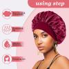 4PCS Silk Bonnet for Sleeping+Long Silk Satin Hair Bonnet,Hair Wrap Satin Bonnets Shower Cap for Black Women Men, Elastic Wide Band Hair Bonnet Cap for Sleeping view 3