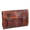 A1 FASHION GOODS Mens Leather Wash Bag Hanging Cosmetics Toiletry Shaving Kit Travel Bag Link, Brown, Small, Wash Bag view 1