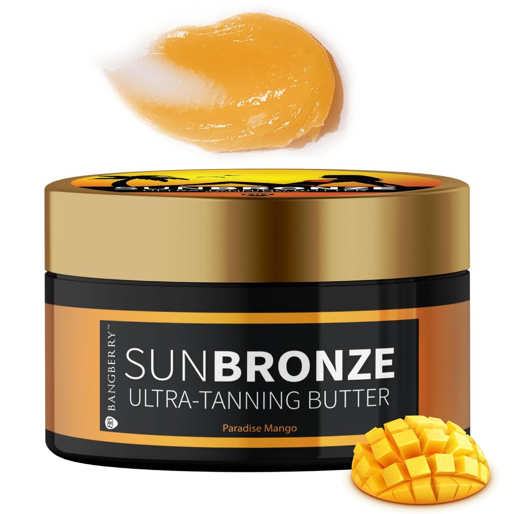 BANGBERRY Original Sun Bronze Ultra Tanning Butter - Paradise Mango, Use in the sun outdoor or tanning bed Better than tanning oil Tan faster with premium natural ingredients Safe for Sensitive Skin