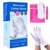 Dermrelief Cotton Gloves - for Beauty, Dry Hands, Eczema, Dermatitis and Psoriasis (7 Pairs) with Free Gifts (Professional Nail Buffer & Washing Bag) (Medium) view 1