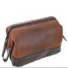 A1 FASHION GOODS Leather Toiletry Wash Bag in Distressed Brown Finish Cosmetic Shaving Kit Travel Pouch A663, Brown, M, Leather Wash Bag view 1